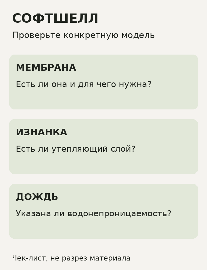 Три вопроса при выборе софтшелла: мембрана, изнанка и защита от дождя